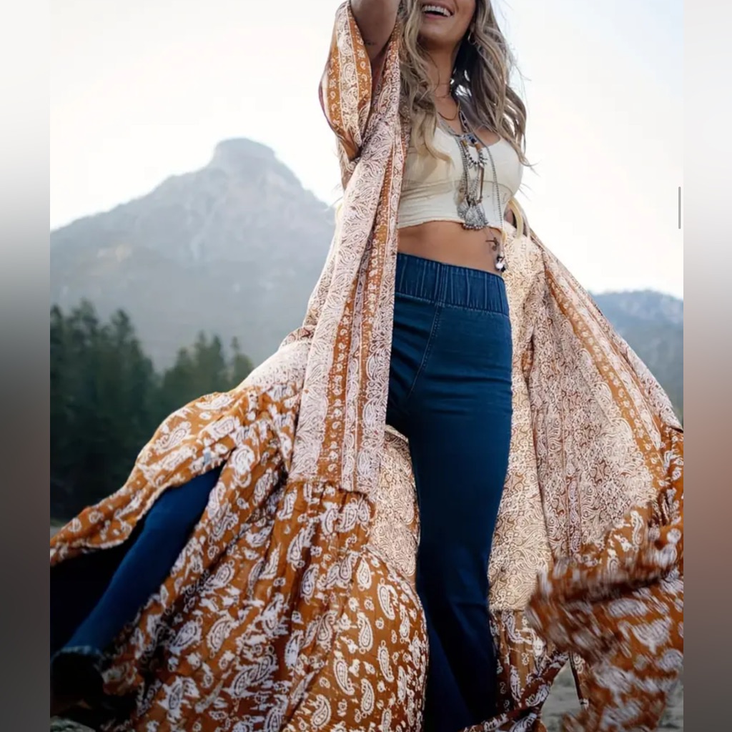 New! Boho Cocoa Paisley Duster